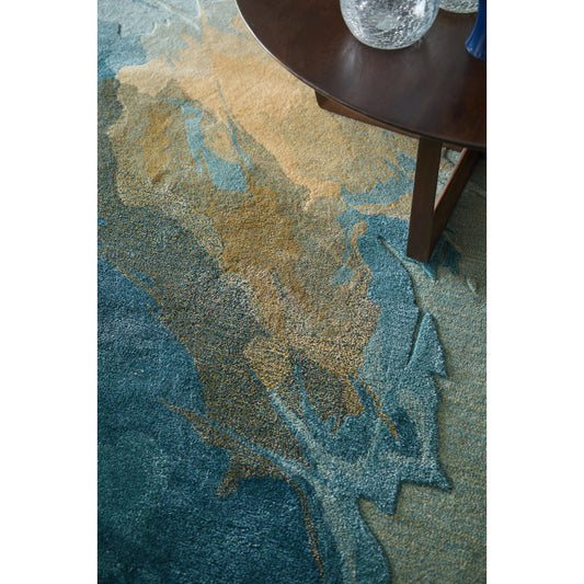Kawai Rug - KAW8987F by Feizy in blue, gold, gray. Made from wool, viscose in a unique style.