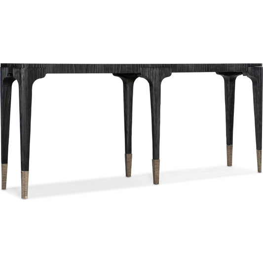 Chapman Shou Sugi Ban Console Table by Hooker Furniture in charred black. Made from pine veneers in a modern style.
