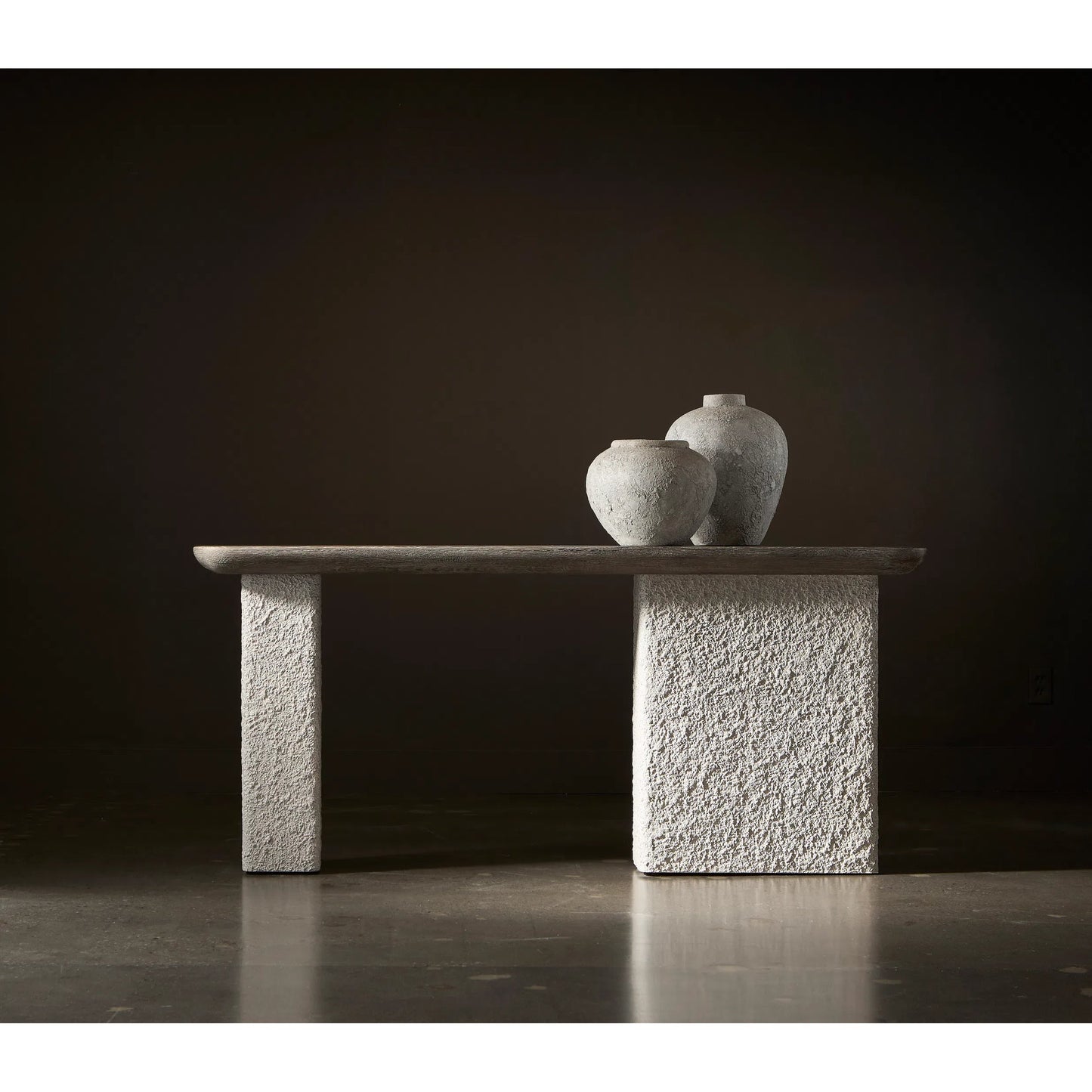 007 SI-2534114 | Lifestyle | Monolith Console Table by Bernhardt in brown. Made from wood, faux stone, resin in a unique style.
