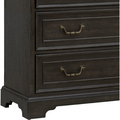 Hickory Creek 6 Drawer Chest by Pulaski Furniture in brown velvet. Made from split heart cathedral hickory veneers in a unique style.