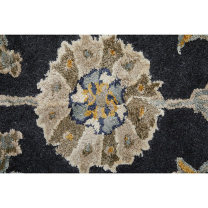 Prescott Traditional & Botanical Rug - 8940F by Feizy in blue, silver, gray. Made from viscose, wool in a unique style.