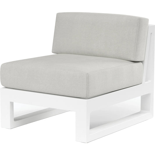 Newport Outdoor Armless Club Chair by Sunset West in frost. Made from aluminum in a modern style.