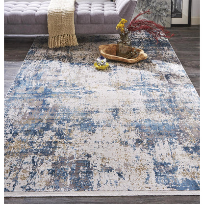 Cadiz Rug - 3891F by Feizy in ivory, tan, blue. Made from viscose, acrylic in a unique style.