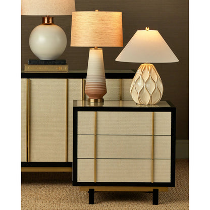 Geologie Table Lamp by Currey and Company in beige, pale gray, brown, antique brass. Made from porcelain, metal in a modern style.