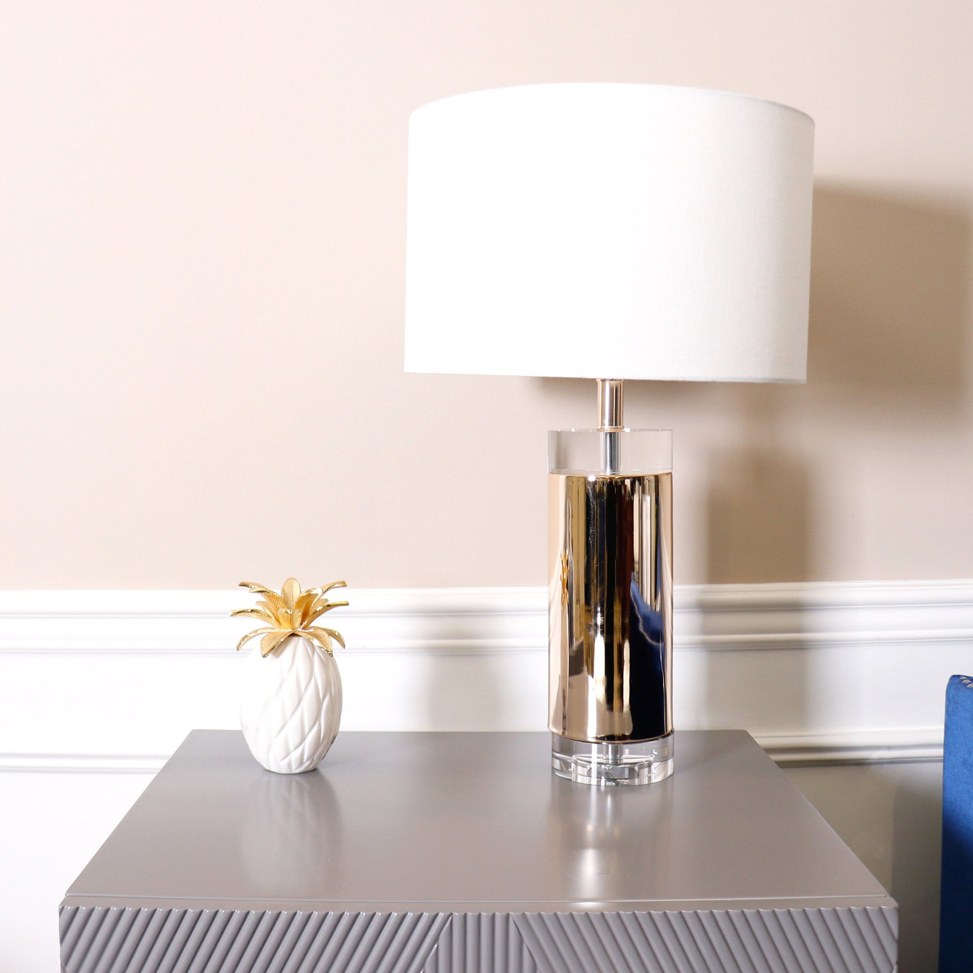 Jupiter Table Lamp by Pasargad Home in gold and gold, clear. Made from glass, steel in a transitional style.