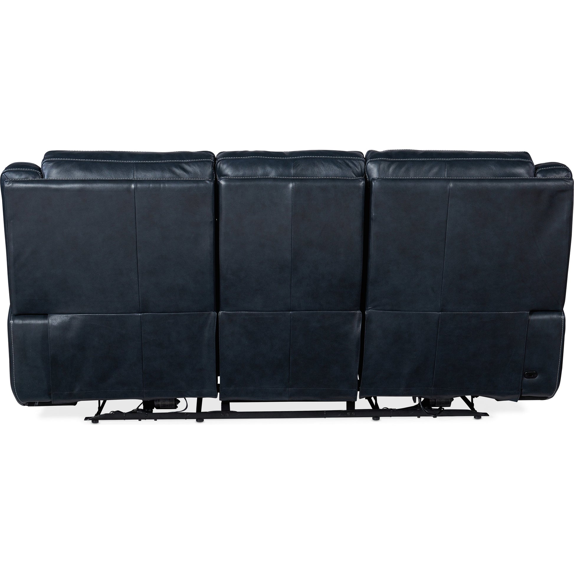Montel Lay Flat Power Sofa by Hooker Furniture in cosmos cobalt. Made from leather in a traditional style.