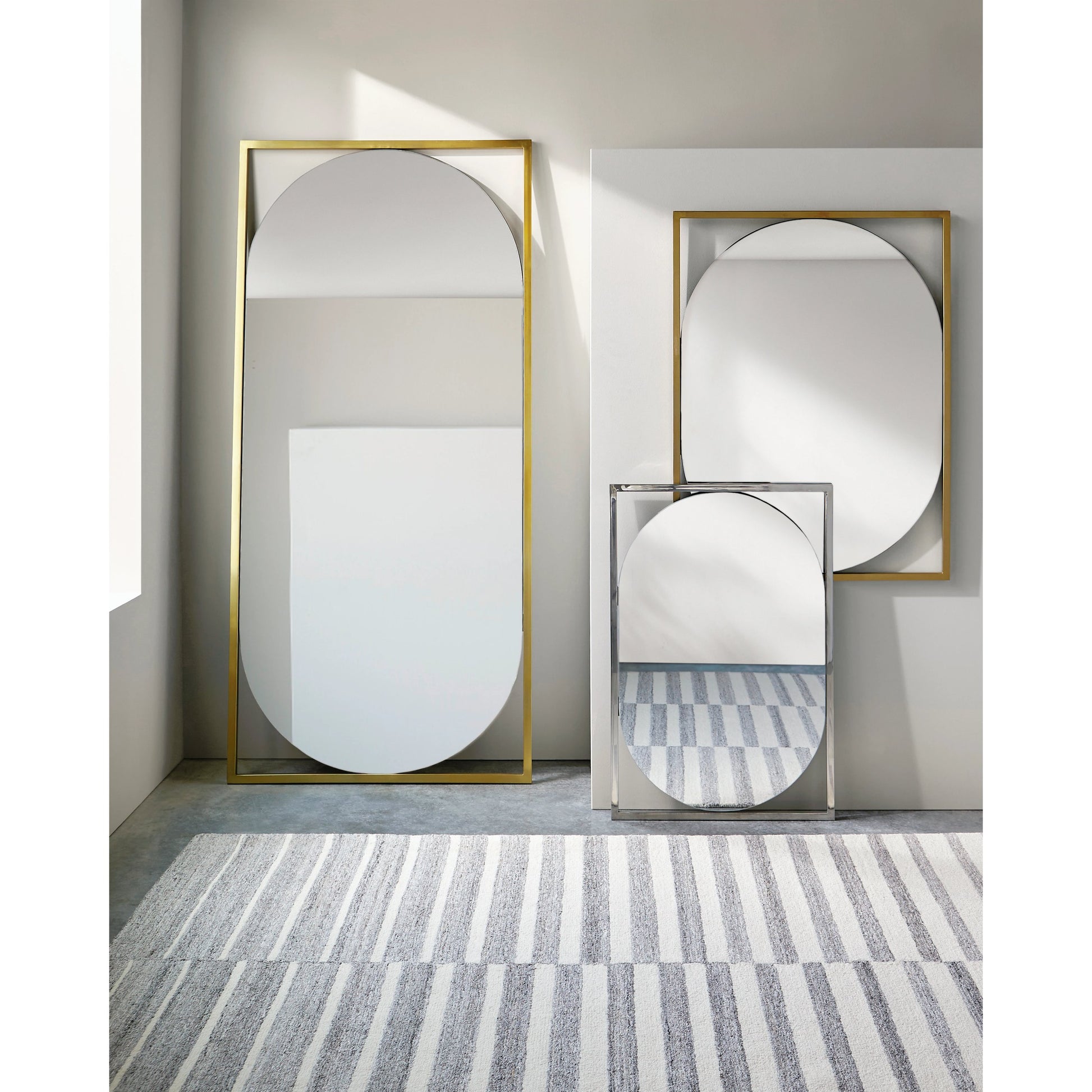 Qayanat 75" Mirror by Surya in gold and electroplated. Made from frame: metal, substrate: manufactured wood in a modern style.