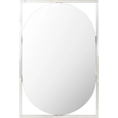 Qayanat 36" Mirror by Surya in metallic silver. Made from frame: metal, substrate: manufactured wood in a modern style.