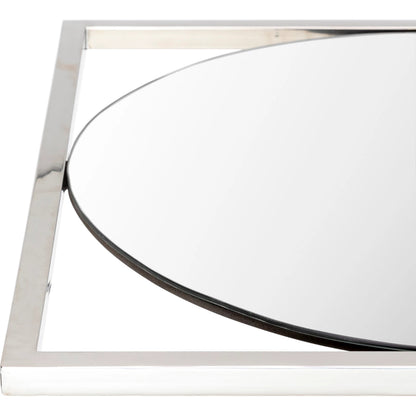 Qayanat 36" Mirror by Surya in metallic silver. Made from frame: metal, substrate: manufactured wood in a modern style.