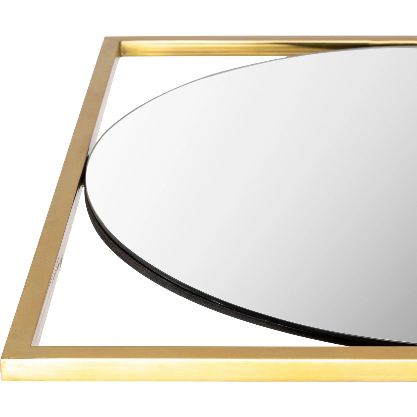 002 SI-1948561 | Closeup | Qayanat Mirror by Surya in gold and electroplated. Made from frame: metal, substrate: manufactured wood in a modern style.