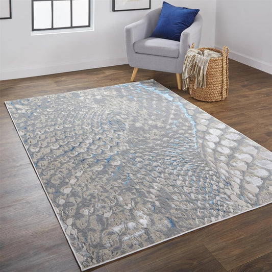 Azure Rug - 3403F by Feizy in blue, silver, gray. Made from polyester, polypropylene in a unique style.