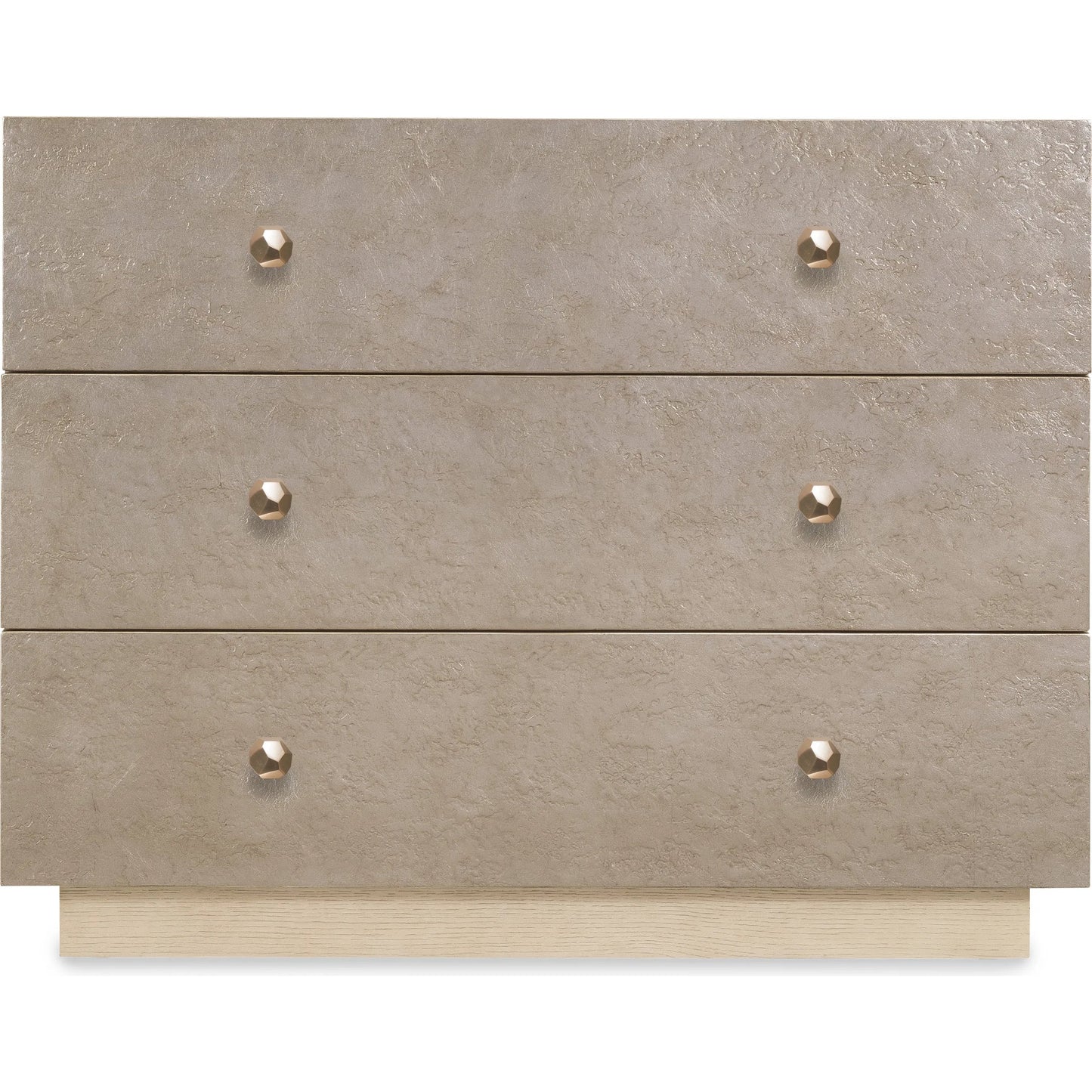002 SI-2353974 | Additional Silo | Westwood Bachelors Chest by Hooker Furniture in venetian dawn silver-leaf and polished limestone. Made from oak veneers in a modern style.