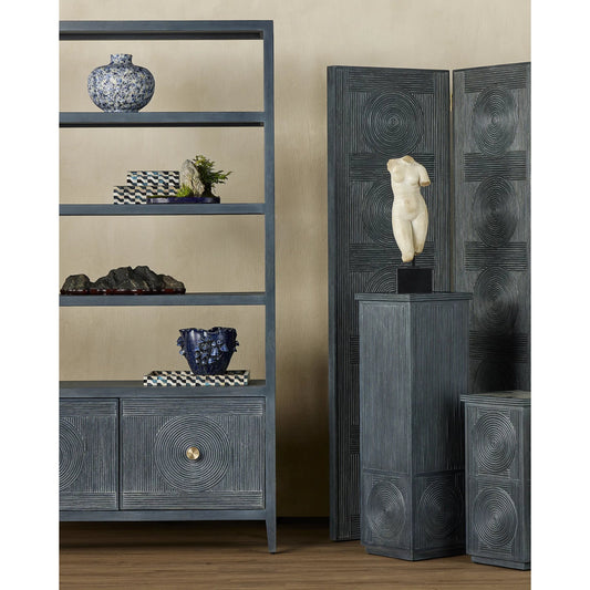 Ezra Box Set by Currey and Company in blue, natural, linen. Made from bone, chiseled horn, linen in a modern style.