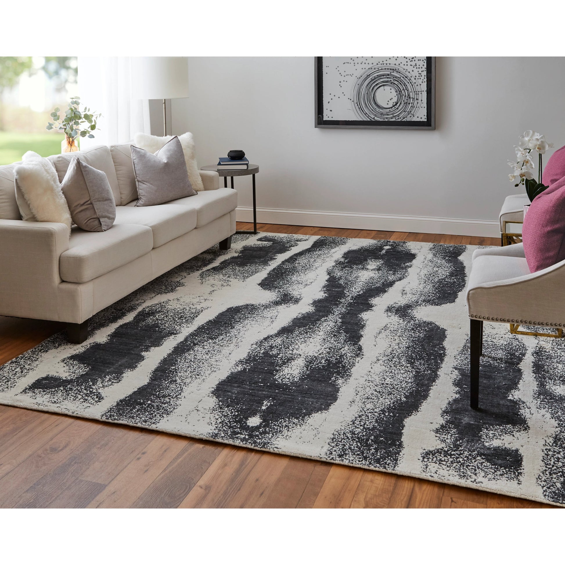 Coda Rug - 8930F by Feizy in black, white. Made from wool, viscose in a unique style.