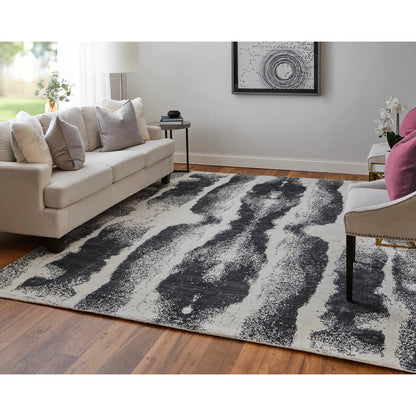Coda Rug - 8930F by Feizy in black, white. Made from wool, viscose in a unique style.