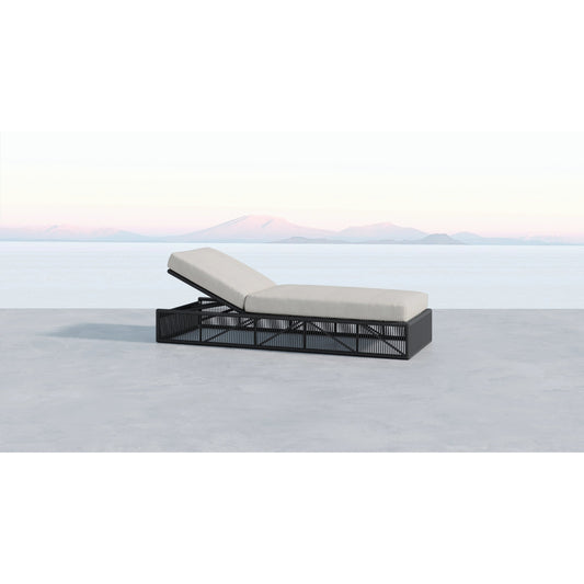 Milano Outdoor Adjustable Chaise by Sunset West in slate. Made from olefin rope in a coastal style.