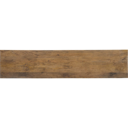 Giovanni Entertainment Console by Hooker Furniture in medium natural wood. Made from mango wood with bone inlay, iron, slate veneer in a transitional style.