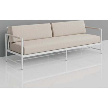Sabbia Outdoor Sofa by Sunset West in white. Made from olefin rope in a coastal style.