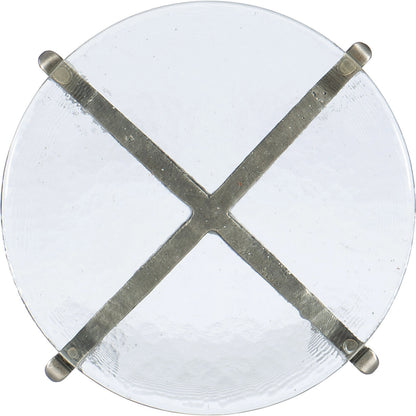 Chapman Round Drink Table by Hooker Furniture in pewter. Made from metal, glass in a modern style.