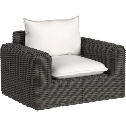 Cabo Outdoor Oversized Club Chair by Sunset West in dark wood. Made from resin wicker in a rustic style.