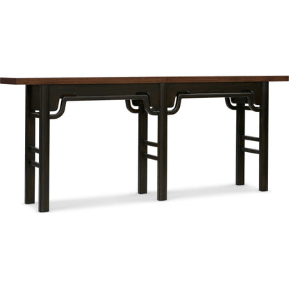 Archives Console Table by Hooker Furniture in dark wood and classic walnut. Made from figured quartered walnut veneer in a traditional style.