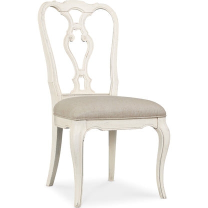 Traditions Wood Back Side Chair (Set of 2) by Hooker Furniture in beige and white. Made from fabric in a cottage & farmhouse style.