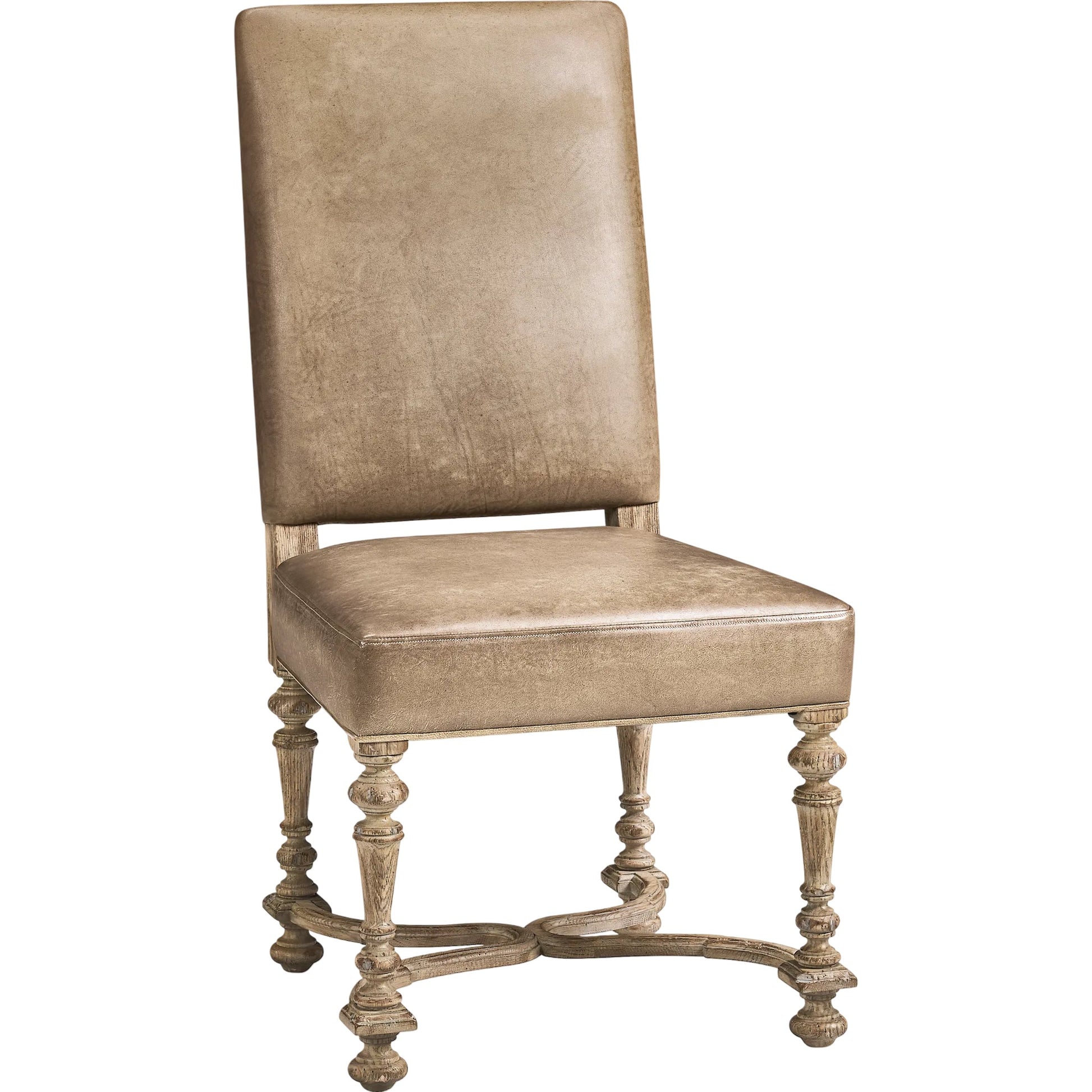 Sagehill Leather Side Chair (Set of 2) by Jonathan Charles in timberon grey oak. Made from oak in a traditional style.