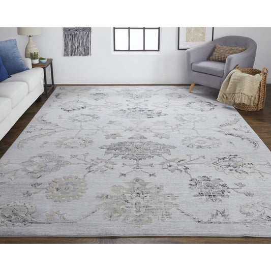 Macklaine Transitional Damask Rug - 39FQF by Feizy in silver, black. Made from polyester, polypropylene in a unique style.