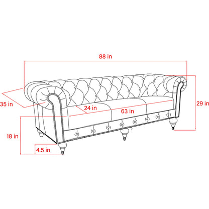Paris Club Chesterfield Sofa by Pasargad Home in brown. Made from top grain vintage cigar finish leather in a transitional style.