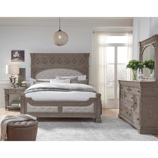 Kingsbury Bed by Pulaski Furniture in french grey. Made from oak veneers, hardwood solids in a traditional style.