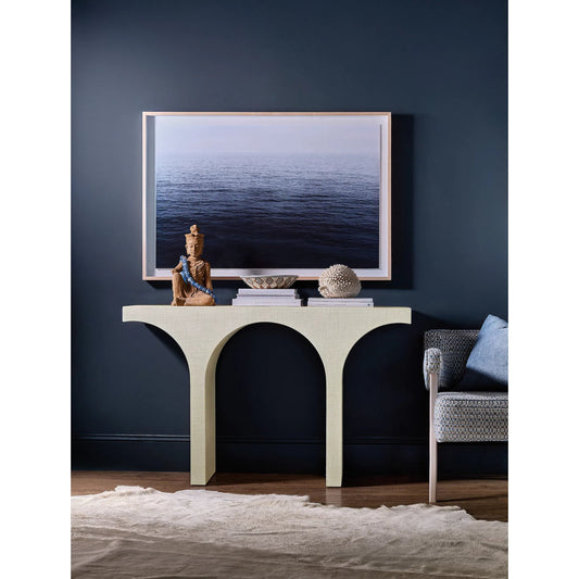 Commerce and Market Archer Console Table by Hooker Furniture in pebble beach. Made from wood, burlap in a unique style.