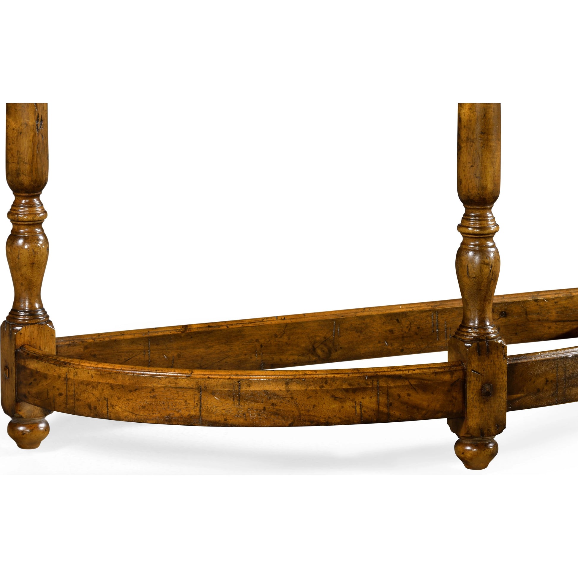 Casually Country Walnut Demilune Console Table by Jonathan Charles in country farmhouse walnut. Made from acacia in a traditional style.