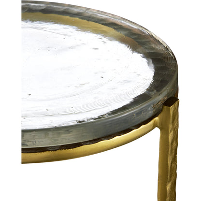 Acea Drinks Table by Currey and Company. Made from cast aluminum, cast glass in a modern style.