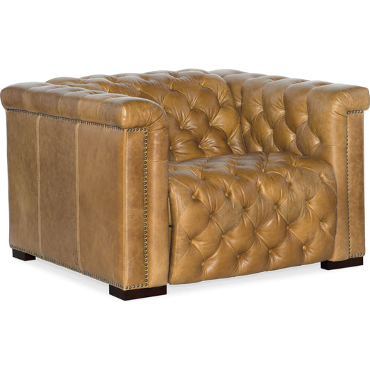 Savion Grandier Power Recliner by Hooker Furniture. Made from leather in a transitional style.