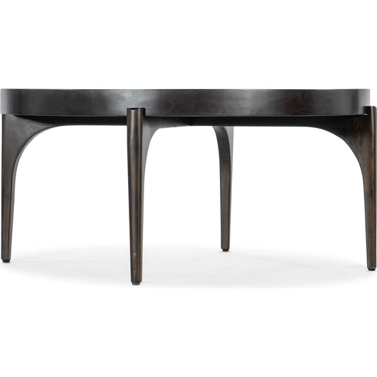 Commerce & Market Round Cocktail Table by Hooker Furniture in dark natural. Made from clean acacia solids in a modern style.