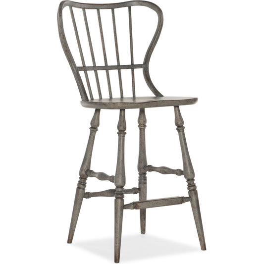 Ciao Bella Spindle Back Bar + Counter Stool by Hooker Furniture. Made from hardwoods, copper sheet in a traditional style.