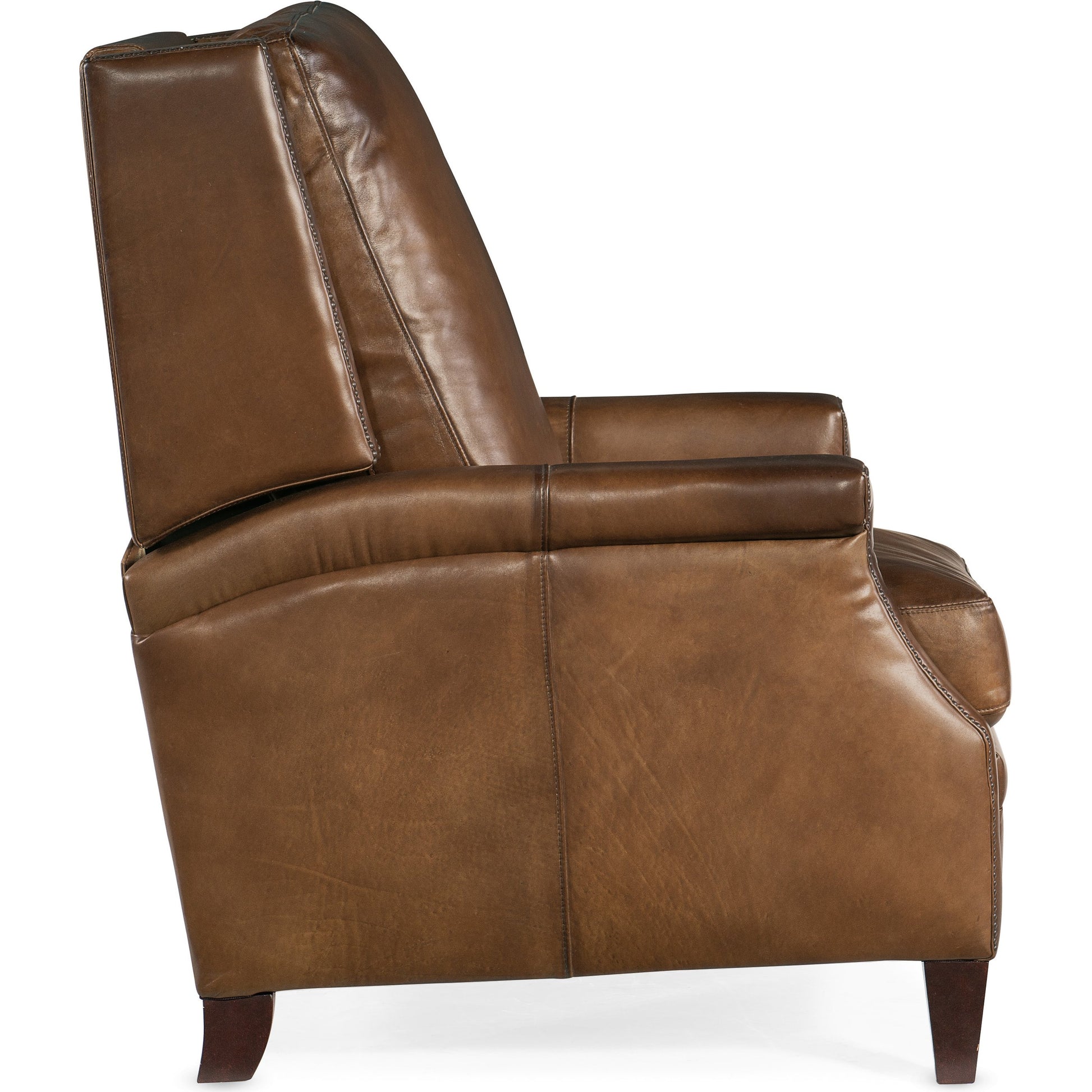Collin Manual Push Back Recliner by Hooker Furniture in checkmate pawn. Made from leather in a traditional style.