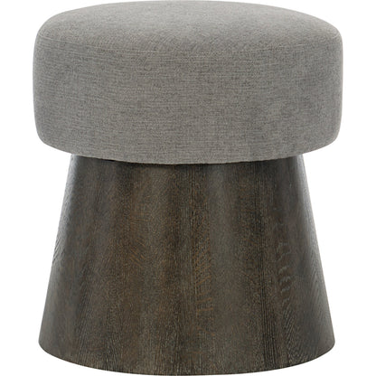 Linea Round Bench by Bernhardt. Made from white oak veneers, fabric in a unique style.