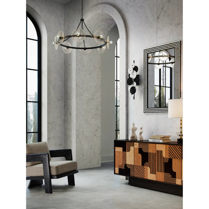 Inyo Wall Sconce by Currey and Company in natural, satin black. Made from alabaster, marble, metal in a modern style.