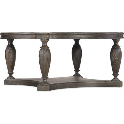 Traditions Round Cocktail Table by Hooker Furniture in pistachio. Made from pine veneers, solid-wood edge top in a cottage & farmhouse style.