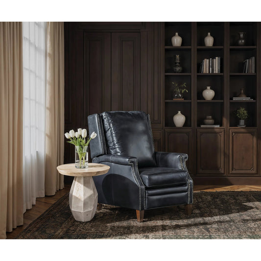 Westwood Accent Table by Hooker Furniture in venetian dawn silver-leaf and polished limestone. Made from oak veneers, resin in a modern style.