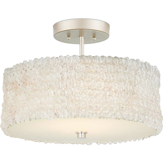 Florecitas Semi-Flush Mount by Currey and Company in clear, nickel. Made from metal, brass, glass in a modern style.