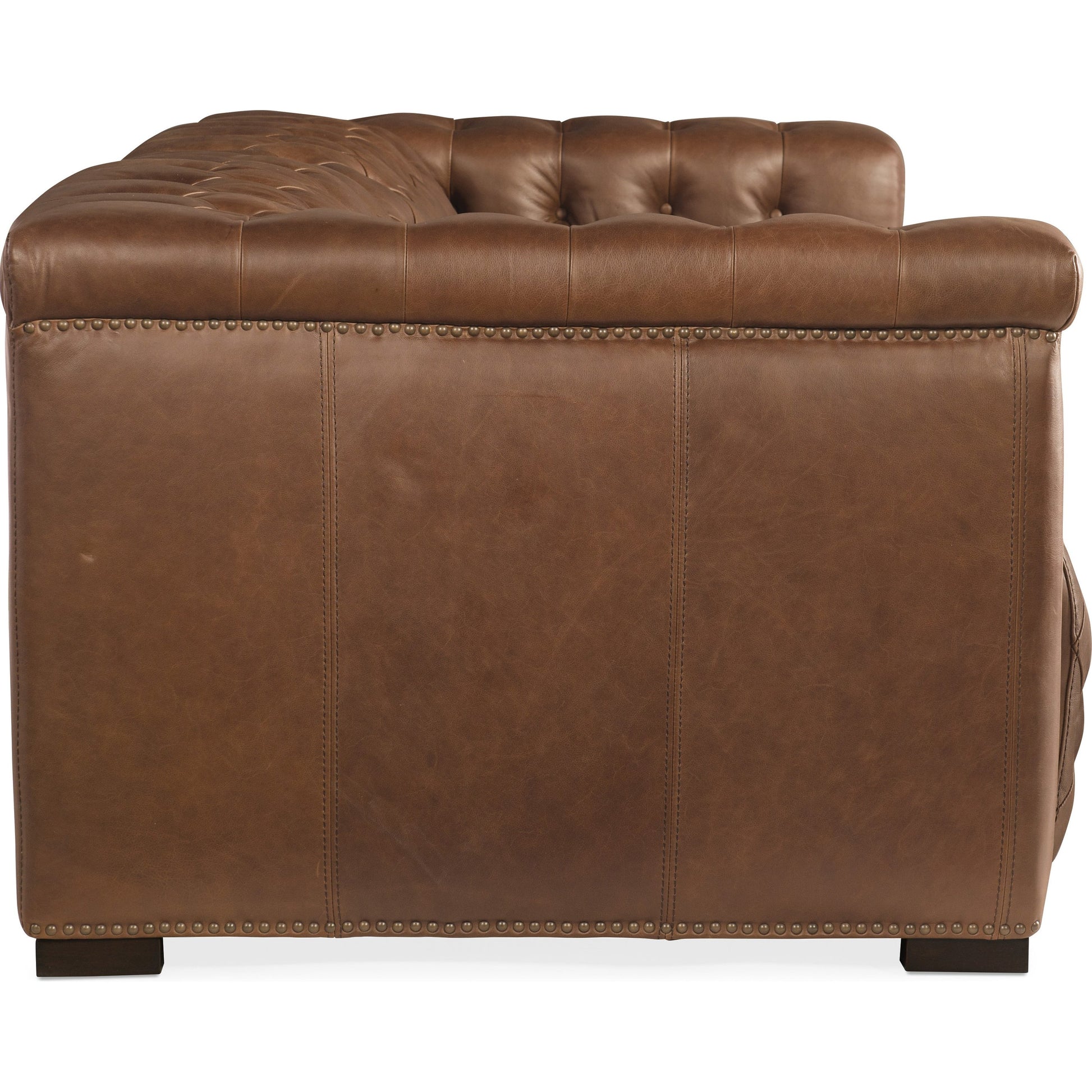 Savion Power Reclining Sofa by Hooker Furniture in brown. Made from leather in a modern style.