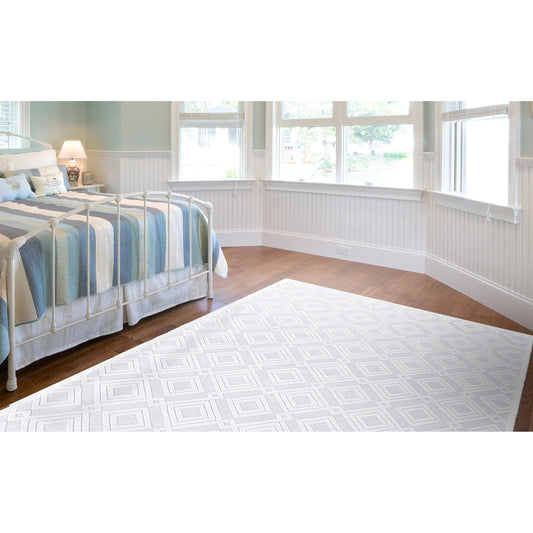 Saphir Mira Geometric Rug - 3491F by Feizy in white. Made from viscose, polyester in a unique style.
