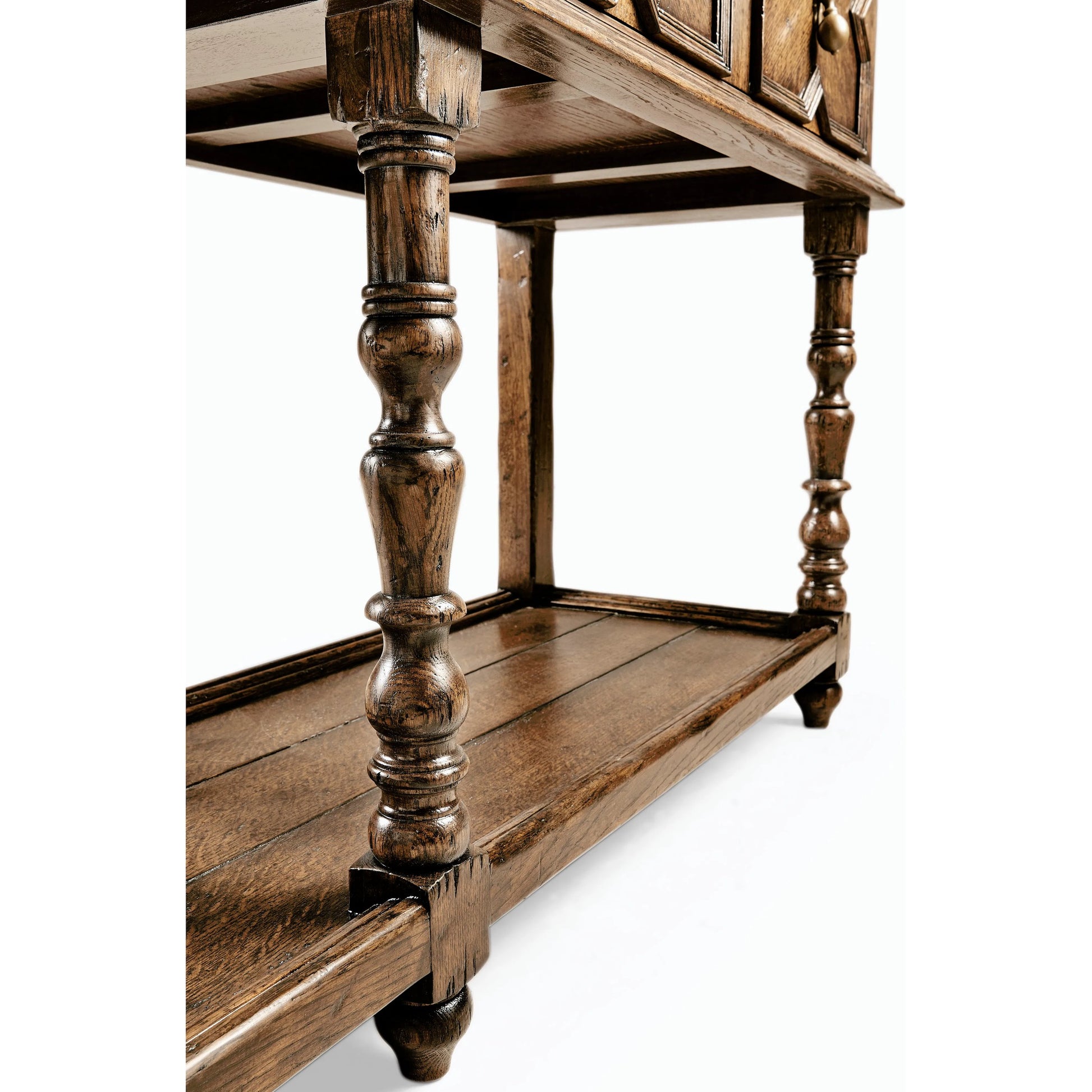 Country Farmhouse Tudor Style Dark Oak Buffet by Jonathan Charles in brown and dark brown tudor oak. Made from oak in a traditional style.