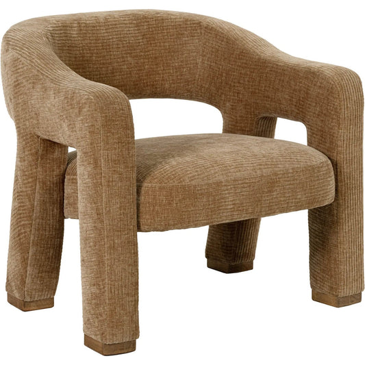 Quinn Club Chair by LH Imports in chai. Made from 100% polyster fabric, solid rubberwood legs, 40,000 rub count in a unique style.
