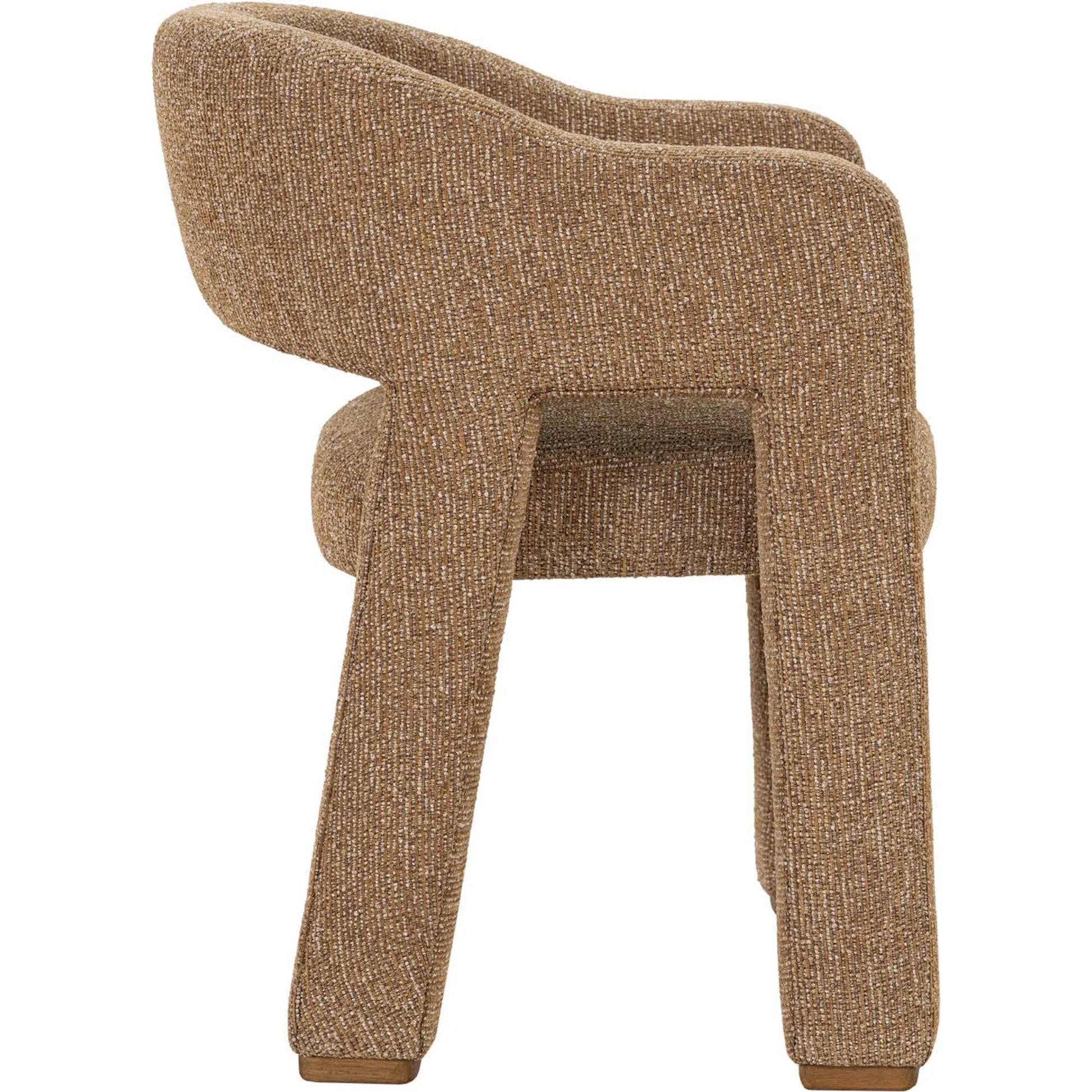 Quinn Dining Chair by LH Imports in granulated gold. Made from pine wood, plywood, polyester fabric, solid rubberwood, hr foam, polyester fiber in a eclectic & global style.