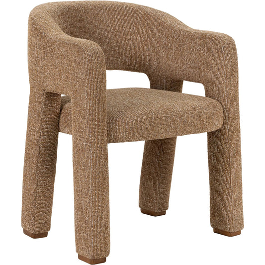 Quinn Dining Chair by LH Imports in granulated gold. Made from pine wood, plywood, polyester fabric, solid rubberwood, hr foam, polyester fiber in a unique style.