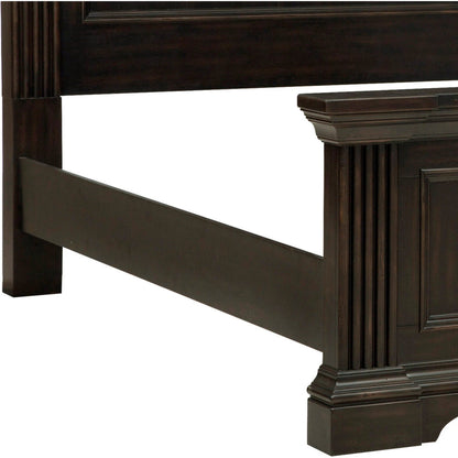 Caldwell Bed by Pulaski Furniture in deep brown. Made from acacia veneers, asian hardwood in a traditional style.