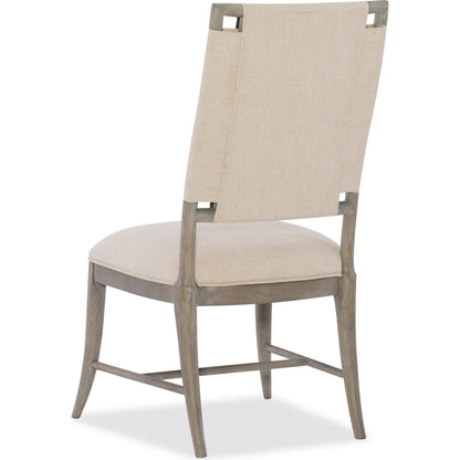 Affinity Side Chair (Set of 2) by Hooker Furniture in beige and greige. Made from linen fabric, greige oak in a coastal style.